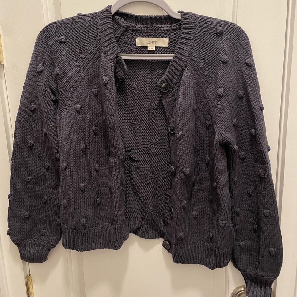 Loft Dark Grey Bubble Cardigan NWOT
